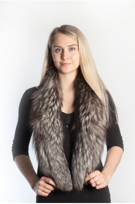 Silver fox fur scarf